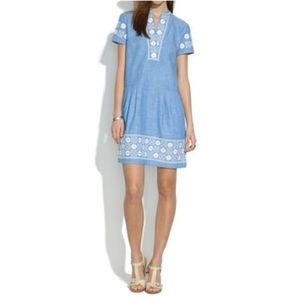 Madewell Chambray Sunstitch Tunic Dress